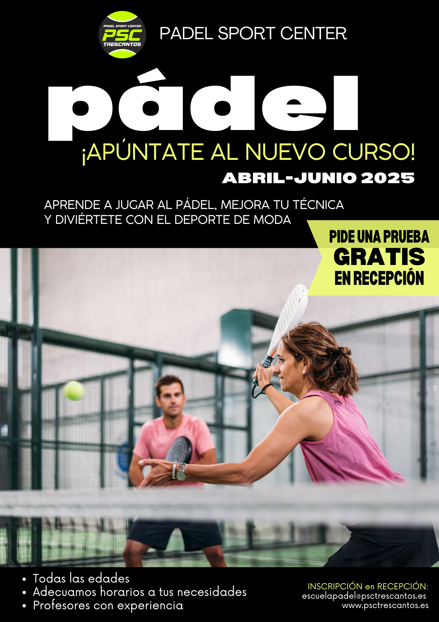 NUEVO CURSO ESCUELA DE PADEL ABRIL-JUNIO 25