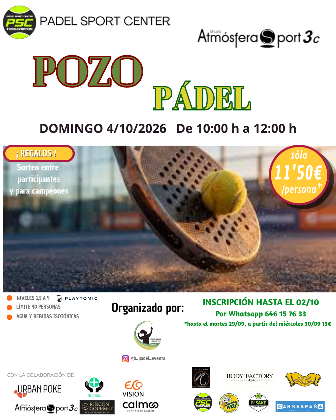 POZO ATMOSFERA SPORT 04/10/2026