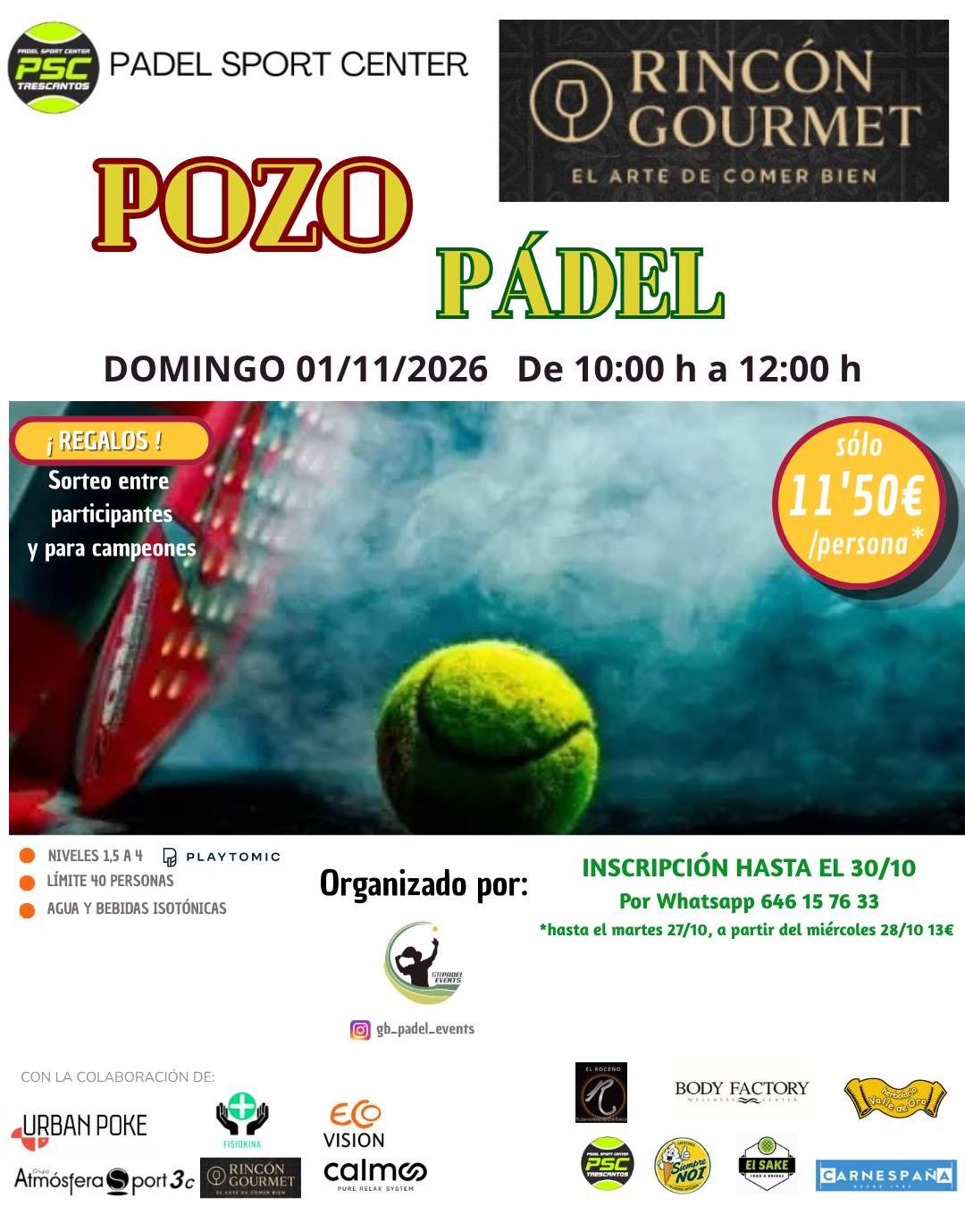 POZO RINCÓN GOURMET 01/11/2026